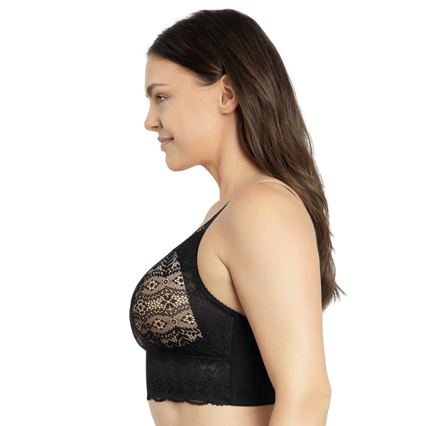 Zia Bralette Black Sheer Lace Wire Free Soft Delicate Bra Silent Assembly
