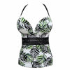 Parfait Lingerie PARFAIT Christy S8057 Underwire Halter Tankini Top with Deep V Neck and Shaping Support - Wild Leaves