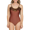 Parfait Lingerie PARFAIT Pure S8126 Womens One Piece Swimsuit Ruffle Keyhole Design - Terracotta
