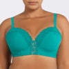 Parfait Lingerie PARFAIT Brigitte S8201 Demi Cup Underwire Balconette Longline Bikini Top with Embroidery Detail - Dark Mint