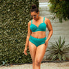 Parfait Lingerie PARFAIT Brigitte S8201 Demi Cup Underwire Balconette Longline Bikini Top with Embroidery Detail - Dark Mint