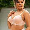 Parfait Lingerie PARFAIT Brigitte S8201 Demi Cup Underwire Balconette Longline Bikini Top with Embroidery Detail - Peach Bud