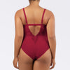 Parfait Lingerie PARFAIT Brigitte S8206 V-Neck One Piece Swimsuit with Lace Detail, Shelf Bra, and Full Coverage Fit - Rumba Red