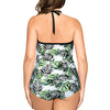 Parfait Lingerie PARFAIT Christy S8057 Underwire Halter Tankini Top with Deep V Neck and Shaping Support - Wild Leaves