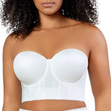 Pearl white Elissa longline strapless bra by Parfait Lingerie, front view showing smooth contour bust and supportive design.