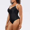 Black Lauren wireless bikini top with shelf bra and deep U-back, featuring white accents, by Parfait Lingerie.