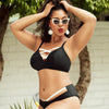 Parfait Lingerie PARFAIT Lauren S8222 Wireless Triangle Bikini Top with Strappy Back and Removable Padding - Black w White