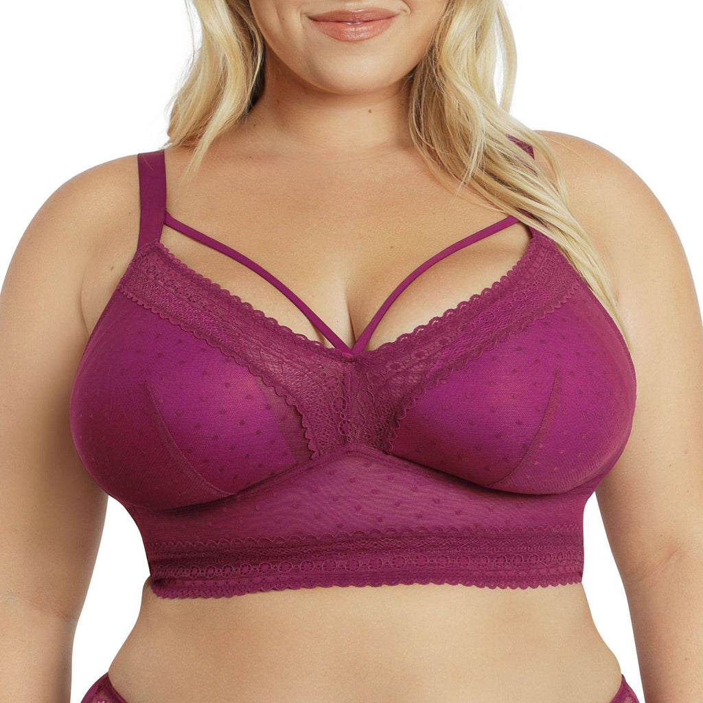 Blackberry Mia wire-free full bust padded bralette by Parfait Lingerie, showing front view with mesh fabric and soft cups.