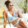 Parfait Lingerie PARFAIT Rita S8142 Longline Bikini Top with Cross Back Straps and Shirred Contour Cups - Dream Blue