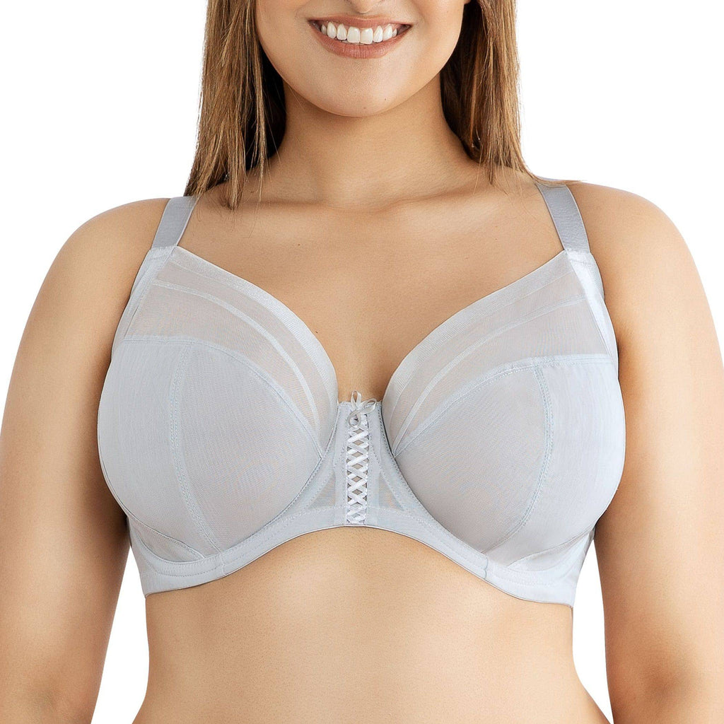 Shea full bust unlined plunge bra in silver by Parfait Lingerie, front view showing smooth cups and supportive design.