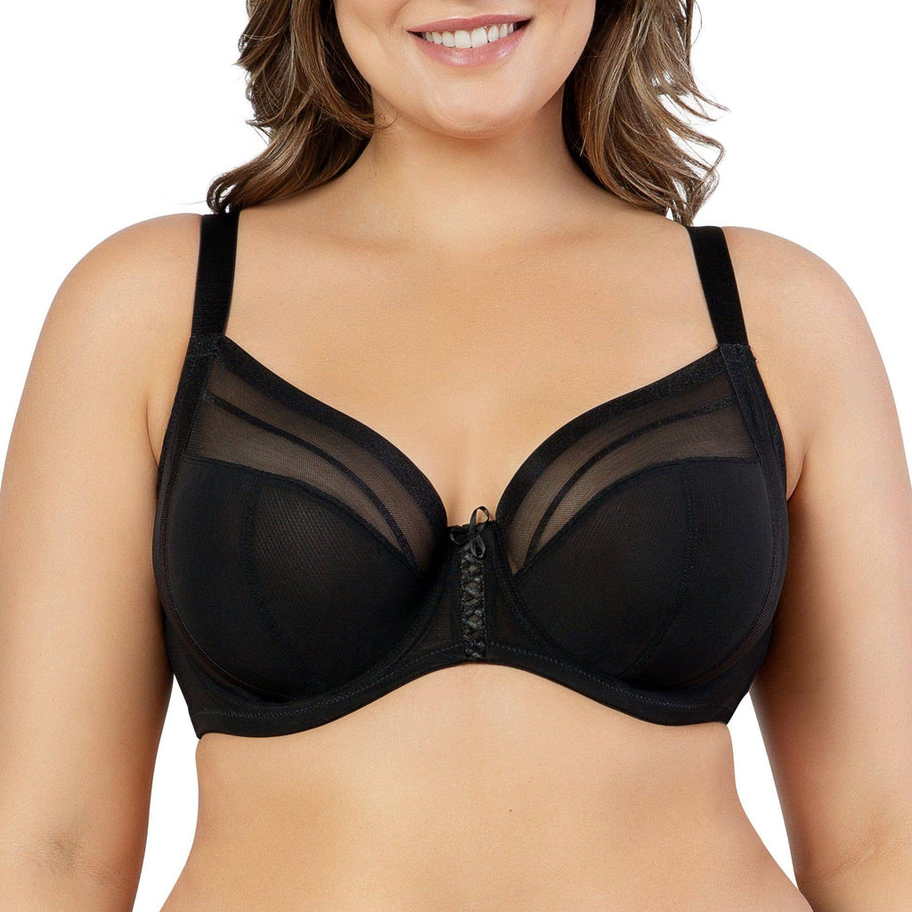 Black Shea Full Bust Unlined Plunge Bra by Parfait Lingerie, front view showing smooth cups and supportive design.