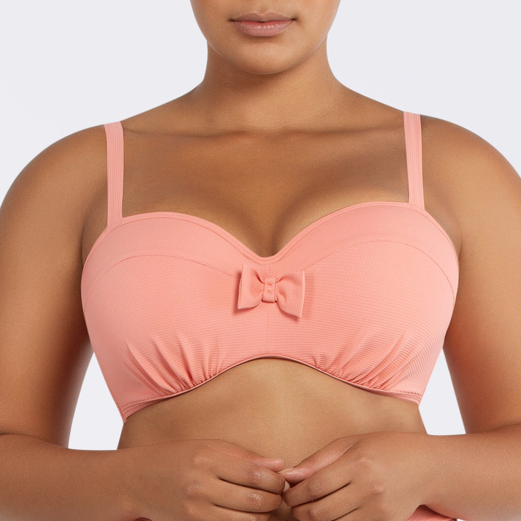 Parfait Lingerie PARFAIT Vivien S8162 Womens Balconette Bikini Top Underwire Vintage Inspired Swimwear - Pink Blush