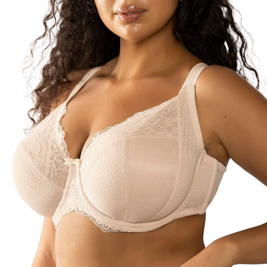Amalie Lace Unlined Bra in Cameo Rose by Parfait Lingerie, featuring soft lace cups and delicate straps.