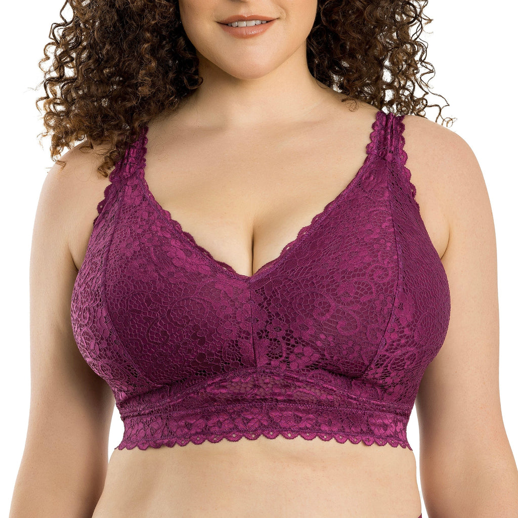 Parfait Lingerie PARFAIT Adriana P5482 Women's Curvy and Full Bust Supportive Wire-free Lace Bra - Blackberry