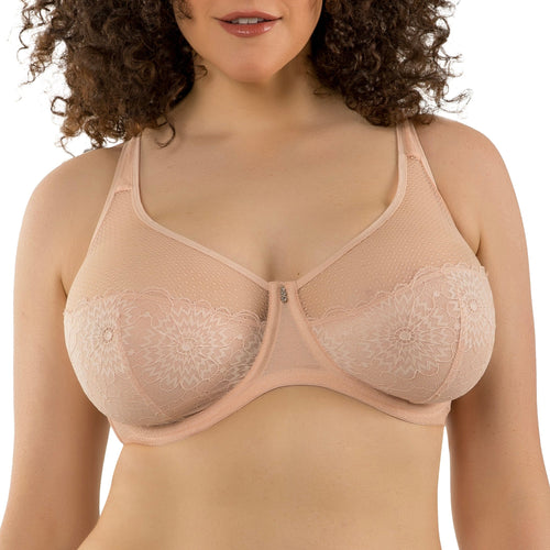 Parfait Lingerie Parfait Luxlacy Pretty Lace And Mesh Full Busted Full Coverage Unlined Non-padded Wired Bra - Cameo Rose
