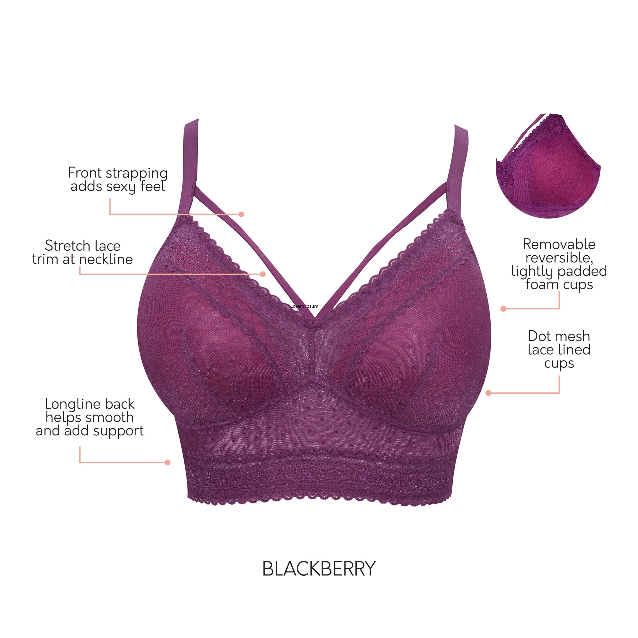 Mia Lace Bralette for Women, Unpadded and Unlined Wireless Bra, Perfect  Racerback Everyday Lingerie (X-Small, Burgundy) at  Women's Clothing  store