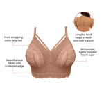 Parfait Lingerie PARFAIT Mia Lace P5951 Women's Full Busted Lightly Padded Wire Free Bra - Cork