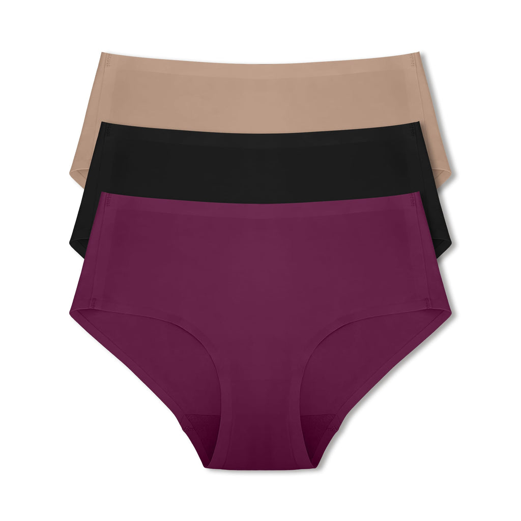 Parfait Lingerie S / Blackberry/Black/Warm Sand Parfait Seamless Mid-Waist Brief 3 Pack