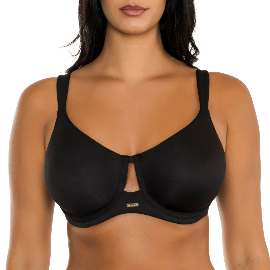 Black Emily full-busted seamless unlined wired bra by Parfait Lingerie, front view showing smooth cups and supportive design.