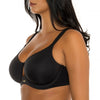 Black Emily full bust seamless unlined wired bra by Parfait Lingerie, side view showing smooth fabric and supportive design.