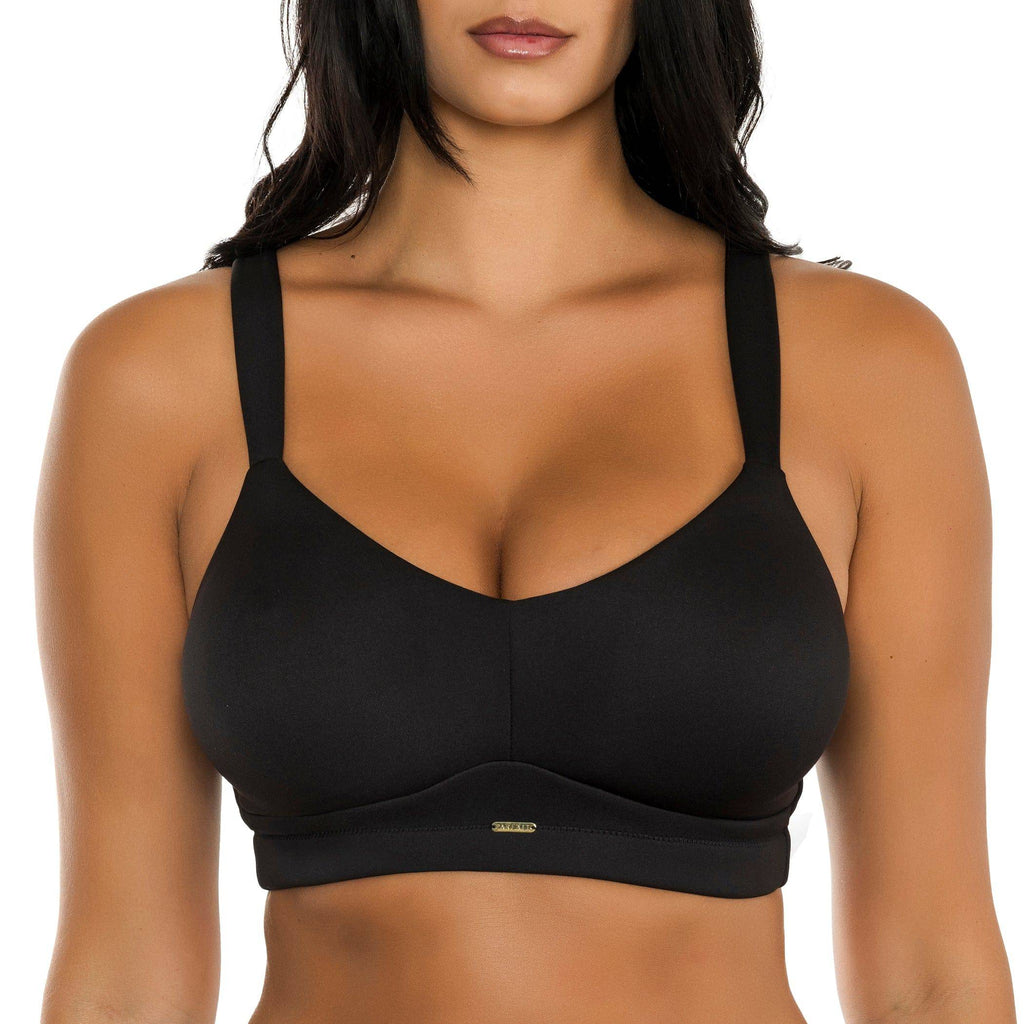 Black wire-free full bust padded bra by Parfait Lingerie with seamless cups and supportive design, front view.