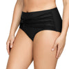 Parfait Lingerie PARFAIT Keira S8075 High-Waist Bikini Bottom with Crochet Lace Panel and Front Bow Detail - Black