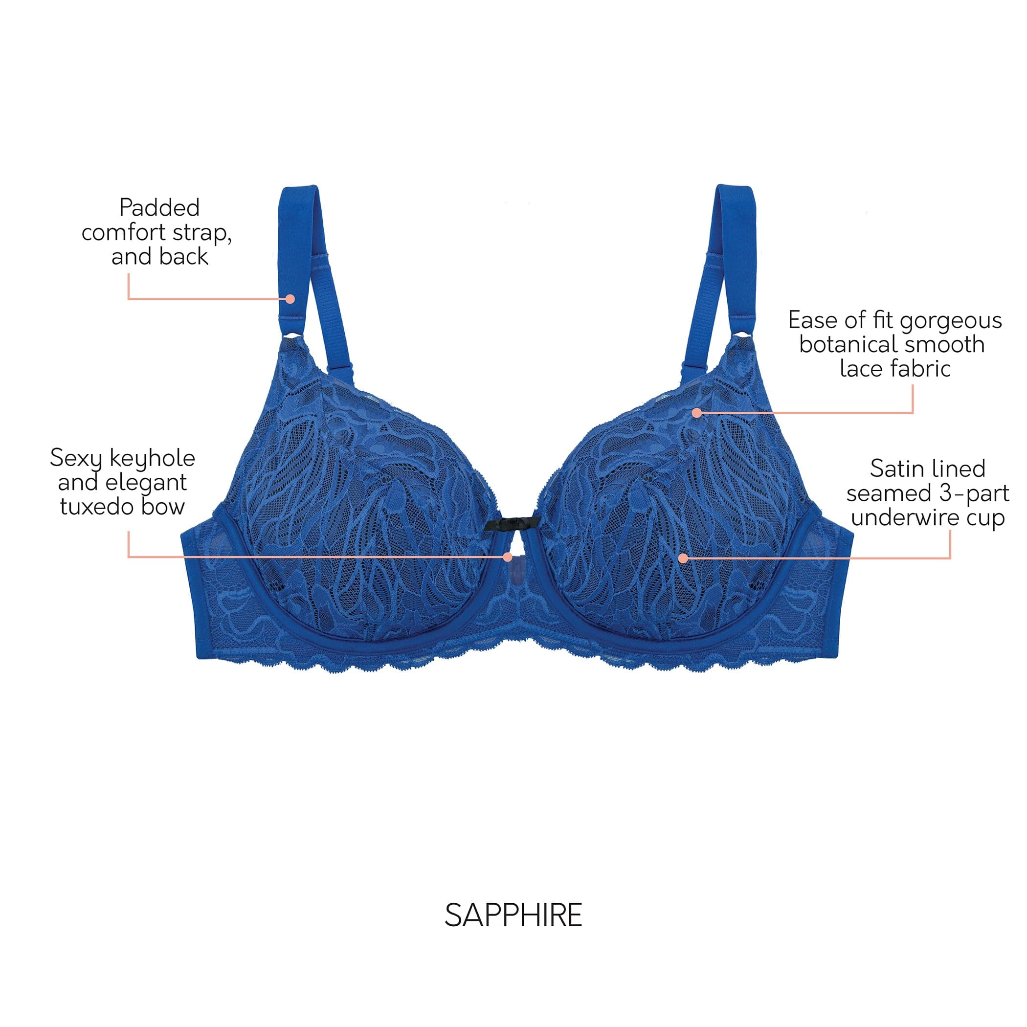 Charlotte Lace Unlined Bra - Sapphire – Parfait Lingerie