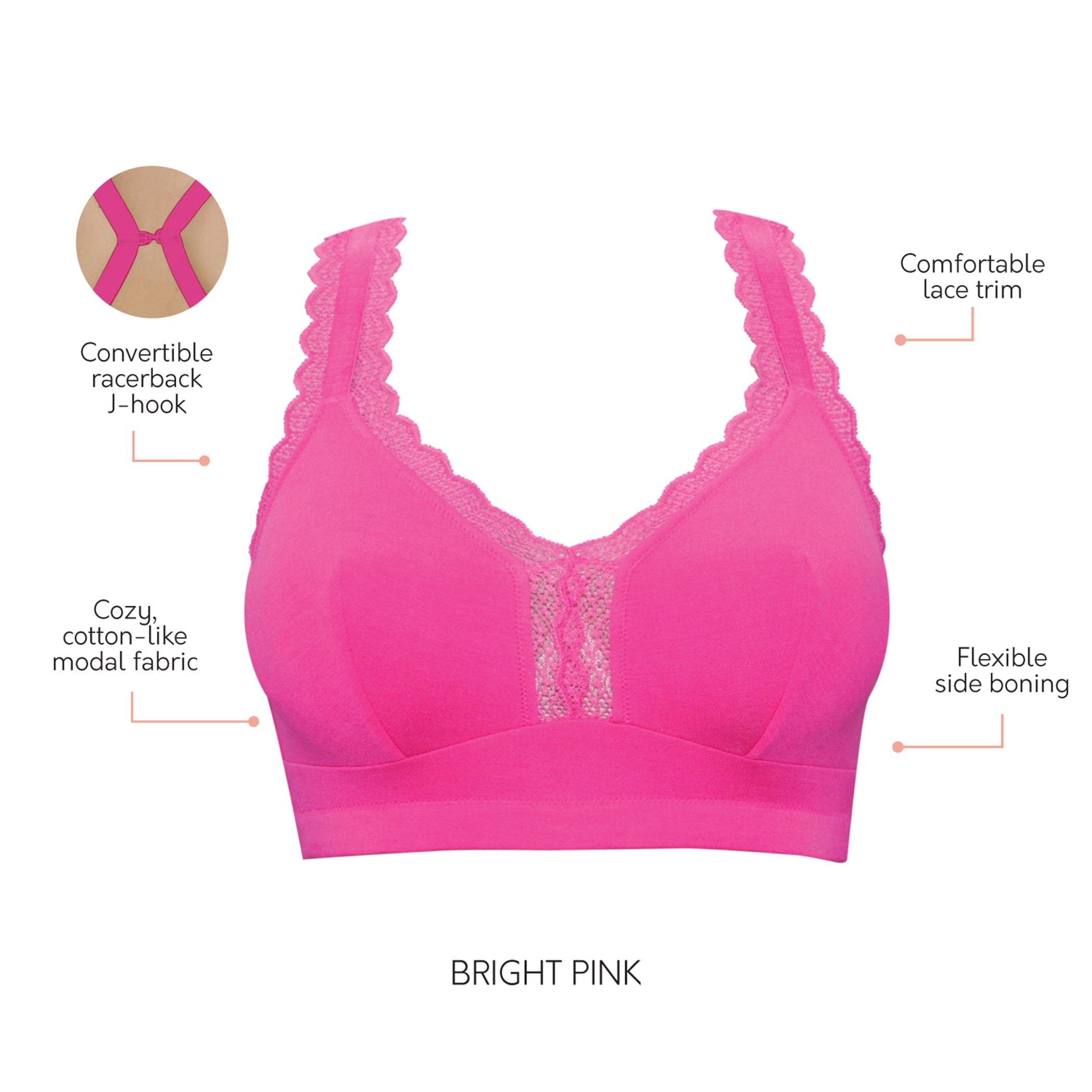 Parfait Dalis Wire Free Bralette - Bright Pink - HauteFlair