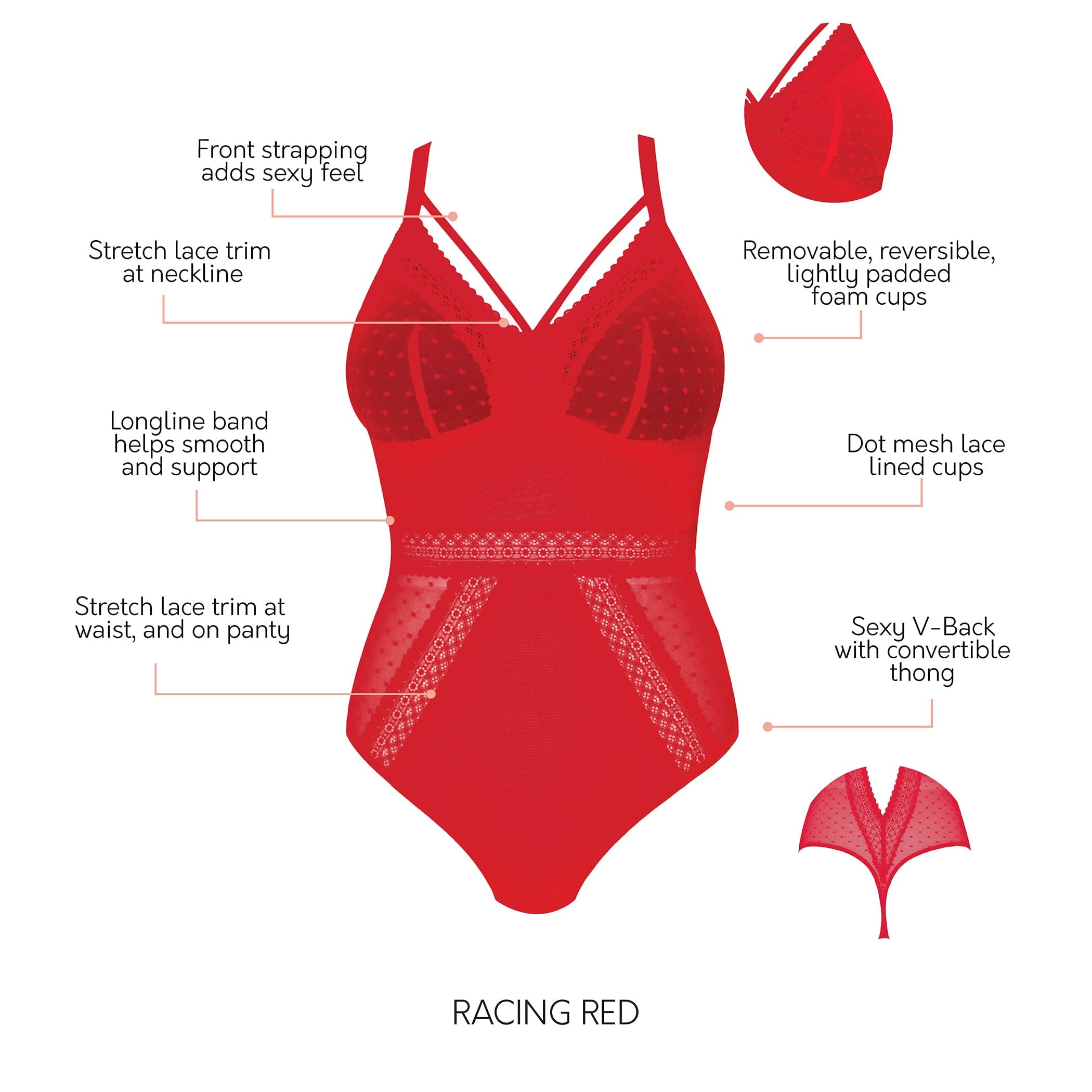 Mia Dot Bodysuit - Racing Red – Parfait Lingerie